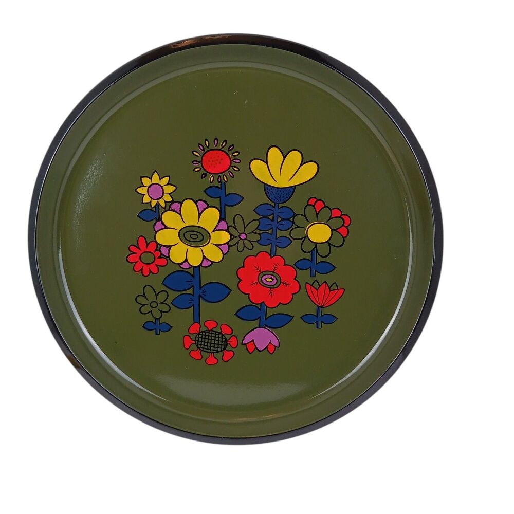 Vintage Vivid Pop Art Avocado Green Mid Century Minimal Made in Japan Tray